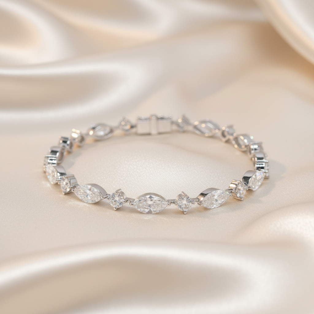 Timeless Marquise & Round Lab-grown Diamond Tennis Bracelet