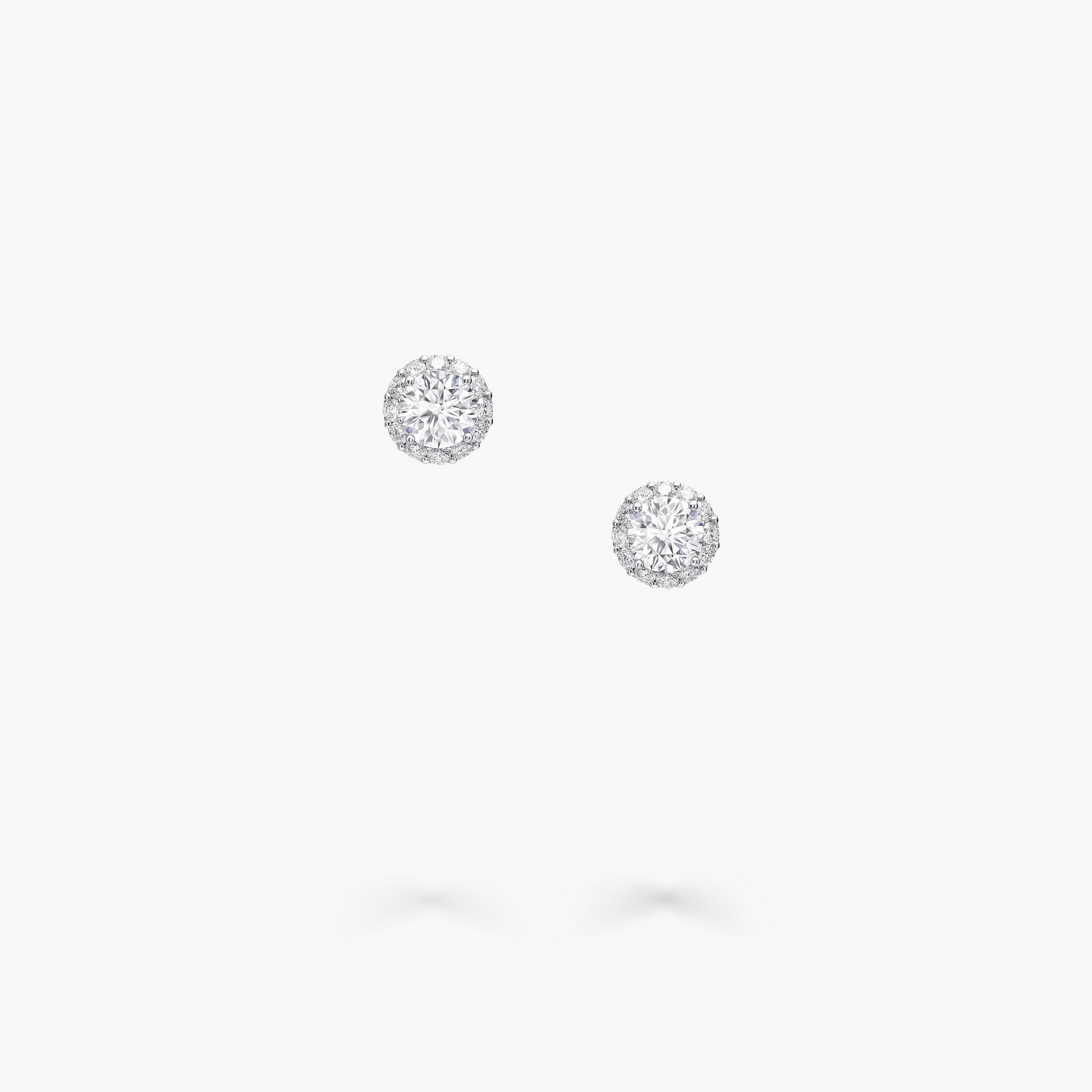 Timeless Halo Lab-grown Diamond Stud Earrings in 18K White Gold