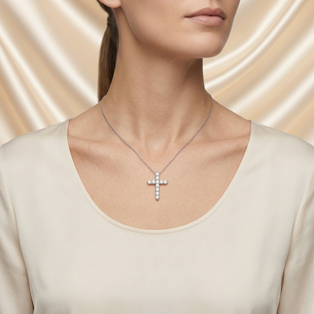 Delicate Cross Lab-grown Diamond Pendant – Symbol of Hope & Beauty