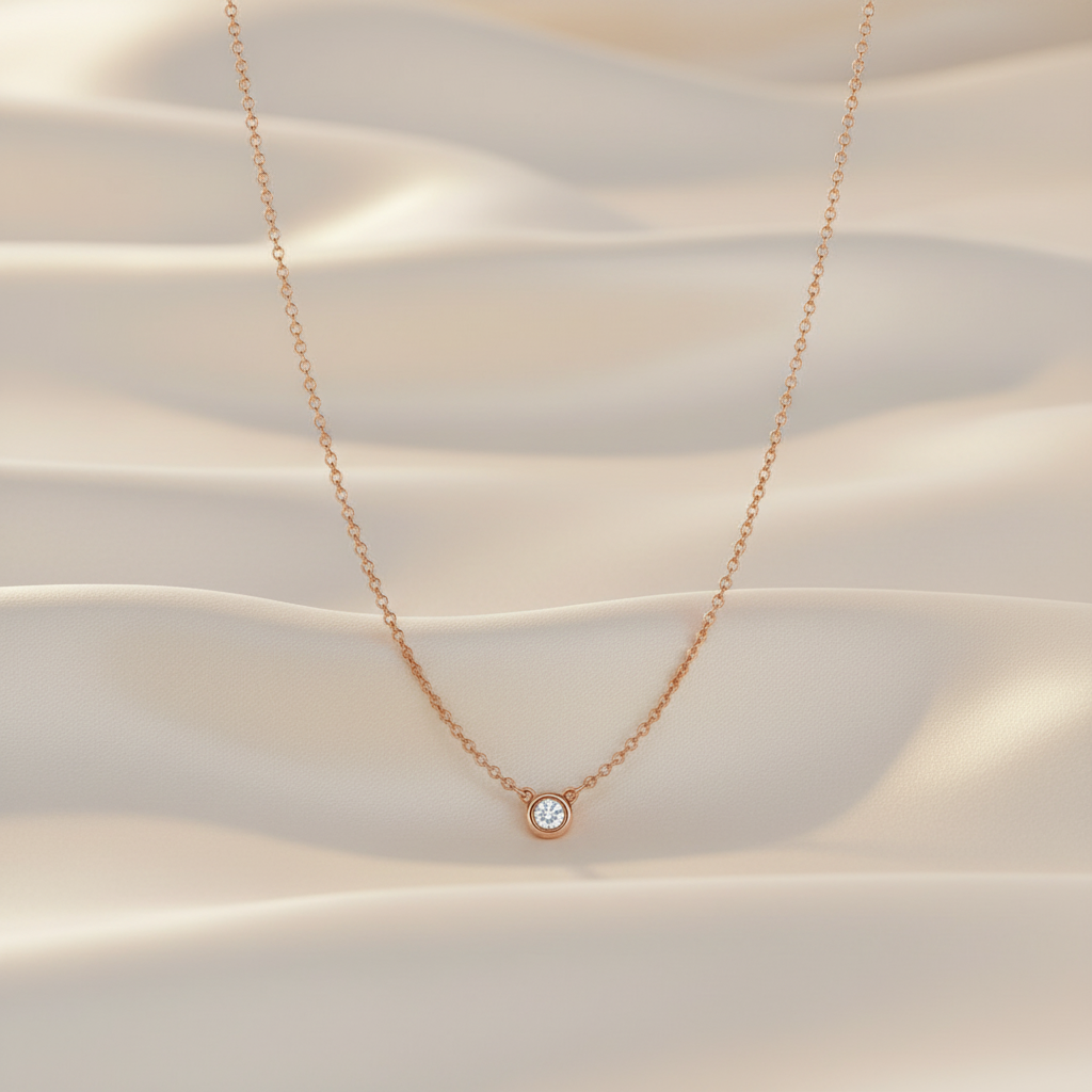 Timeless Rose Gold Solitaire Lab-grown Diamond Pendant Necklace